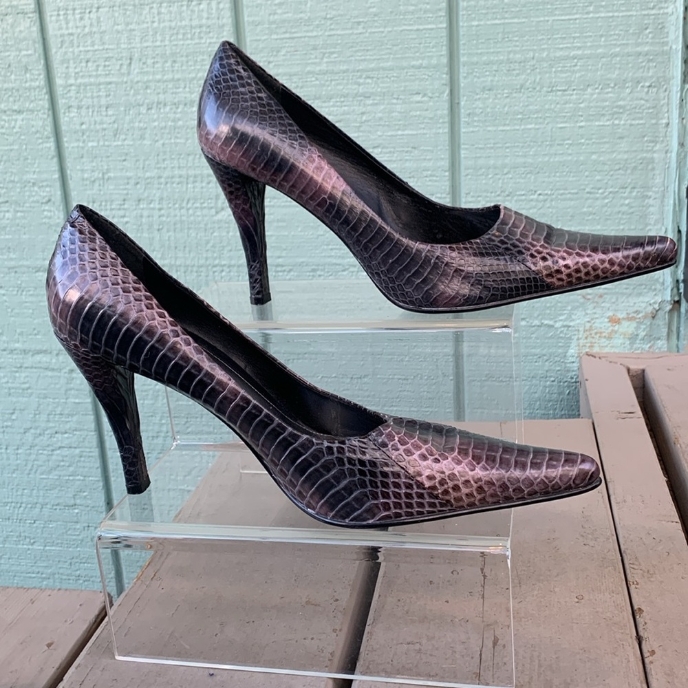 Vintage Python Purple Heels Pointed Toe - image 3